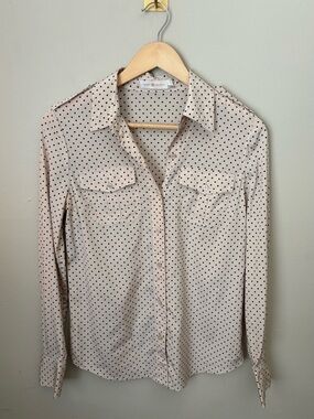 Size 4 Tory Burch Brigitte Blush Champagne Dot Mini Silk Blouse